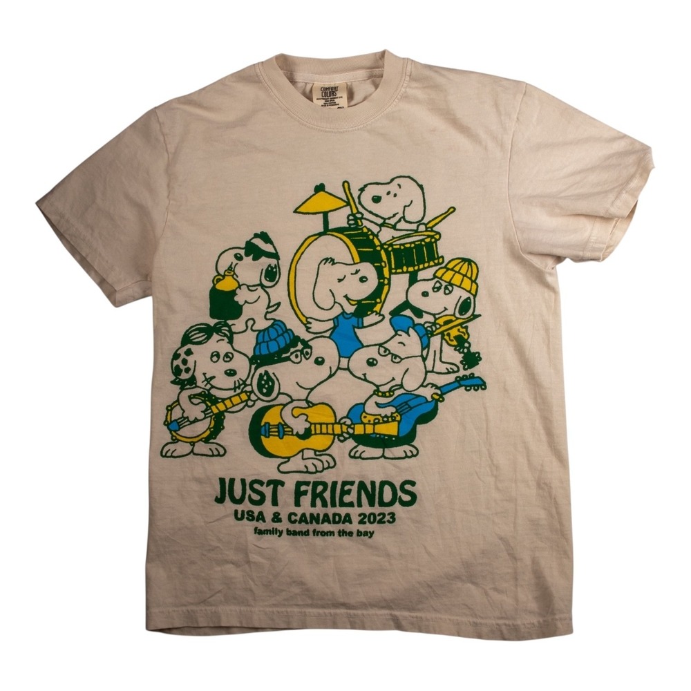 Men's Just Friends Band Tour 2023 Size Small TanShort Sleeve Crew Neck Cotton